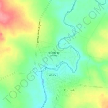 Recanto dos Pintados topographic map, elevation, terrain