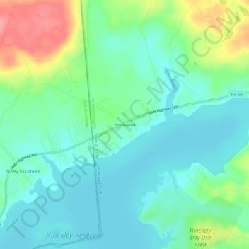 Northwood topographic map, elevation, terrain