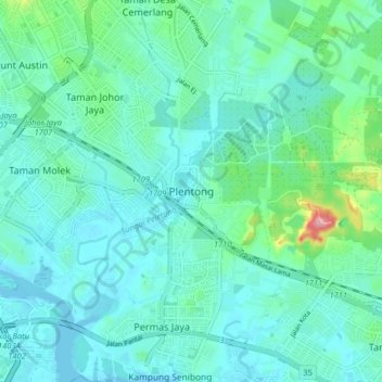 Plentong topographic map, elevation, terrain