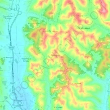 Cappelletta topographic map, elevation, terrain