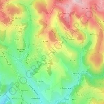Le Crêt topographic map, elevation, terrain