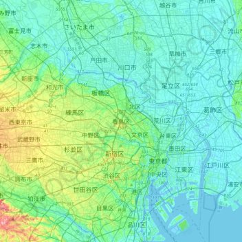 豊島区 topographic map, elevation, terrain