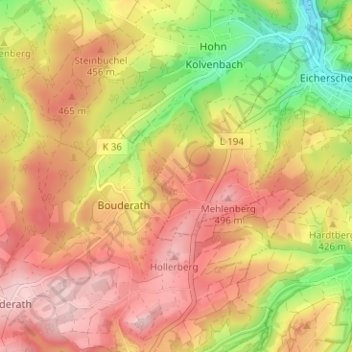 Witscheiderhof topographic map, elevation, terrain