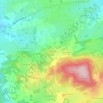 Le Puy Brevier topographic map, elevation, terrain