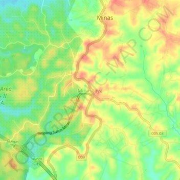 Minas Jaya topographic map, elevation, terrain