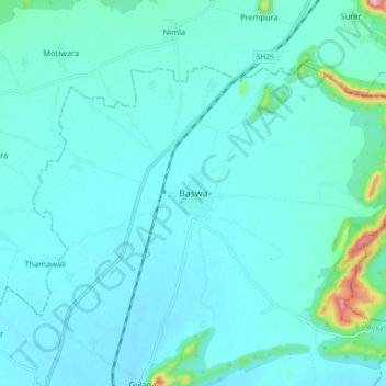 Baswa topographic map, elevation, terrain