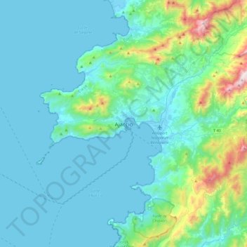 Ajaccio topographic map, elevation, terrain