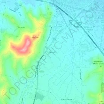 Sabanelli topographic map, elevation, terrain