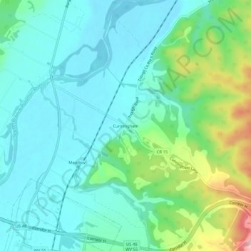 Cunningham topographic map, elevation, terrain