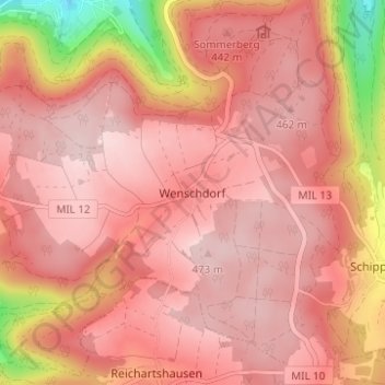 Wenschdorf topographic map, elevation, terrain