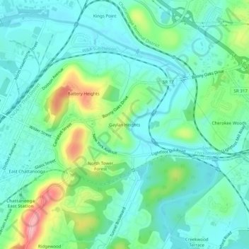 Gaylan Heights topographic map, elevation, terrain