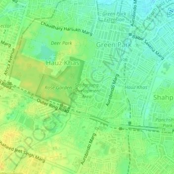 Safdarjung Development Area topographic map, elevation, terrain