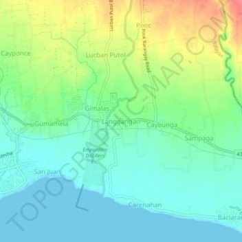 Langgangan topographic map, elevation, terrain