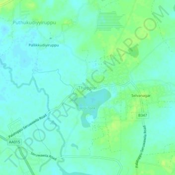 Thoppur topographic map, elevation, terrain
