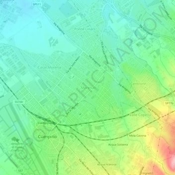 Morena topographic map, elevation, terrain