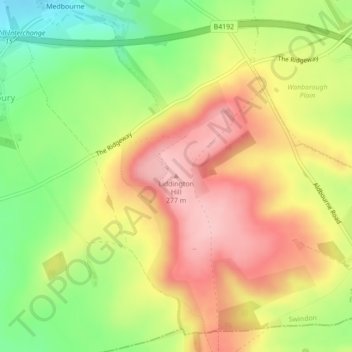 Liddington Hill topographic map, elevation, terrain