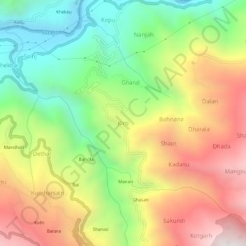 Kirti topographic map, elevation, terrain