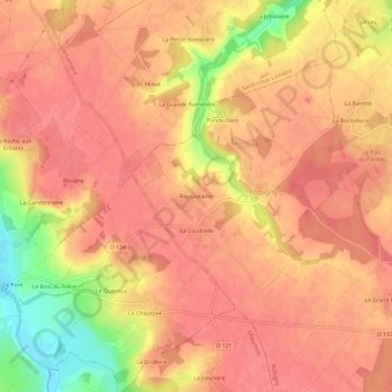 Rigourdaine topographic map, elevation, terrain