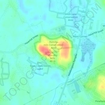 Hunsley Hills topographic map, elevation, terrain