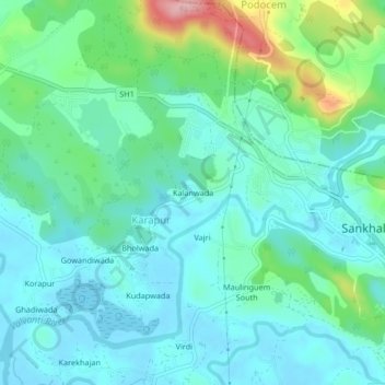 Kalanwada topographic map, elevation, terrain
