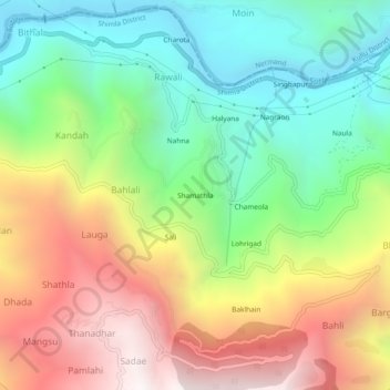 Shamathla topographic map, elevation, terrain