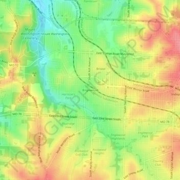 Englewood topographic map, elevation, terrain