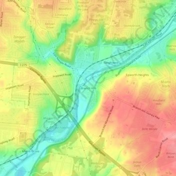 Branch Hill topographic map, elevation, terrain