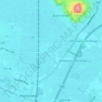 Edithmead topographic map, elevation, terrain
