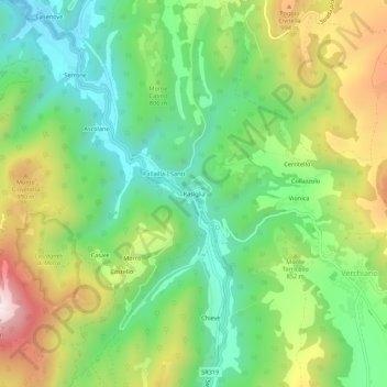 Rasiglia topographic map, elevation, terrain