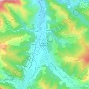 Hameau de Roquemaurel topographic map, elevation, terrain