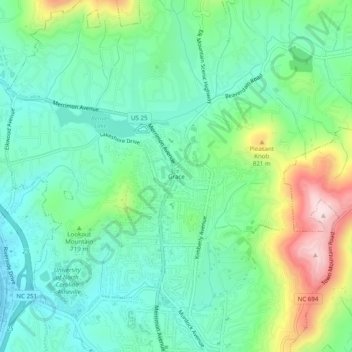 Grace topographic map, elevation, terrain