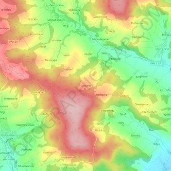 Gerwalln topographic map, elevation, terrain
