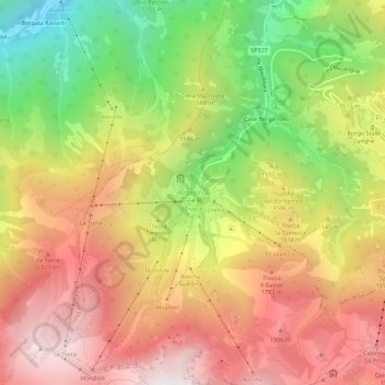 Artesina topographic map, elevation, terrain