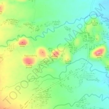 Gunung Guntur topographic map, elevation, terrain