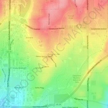 Cimarron Hills topographic map, elevation, terrain