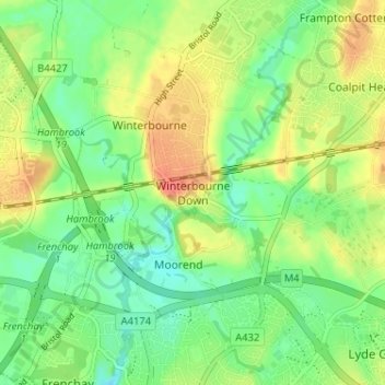 Winterbourne Down topographic map, elevation, terrain