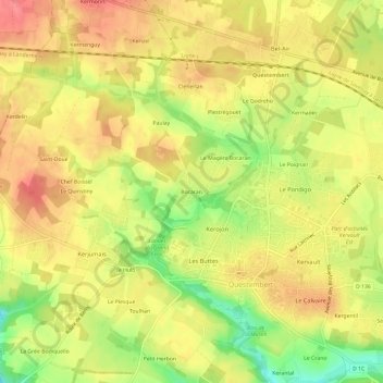 Bocaran topographic map, elevation, terrain