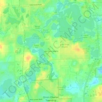 Lake Orion Heights topographic map, elevation, terrain