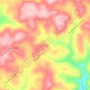 São Brás topographic map, elevation, terrain