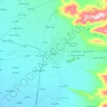 Aleshtar topographic map, elevation, terrain