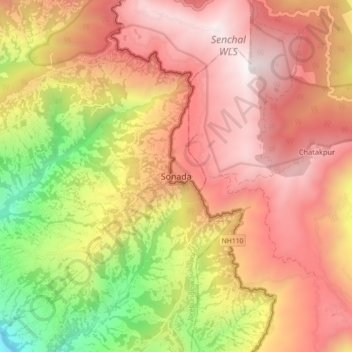 Sonada topographic map, elevation, terrain