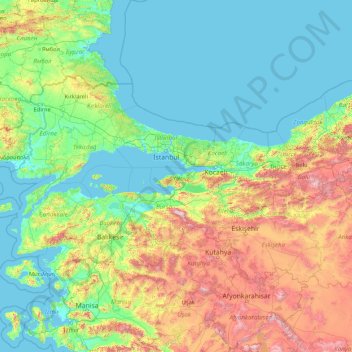 Yalova topographic map, elevation, terrain