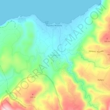 Milatos topographic map, elevation, terrain