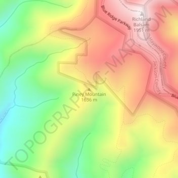 Piney Mountain topographic map, elevation, terrain