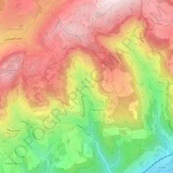 Kuchelbach topographic map, elevation, terrain