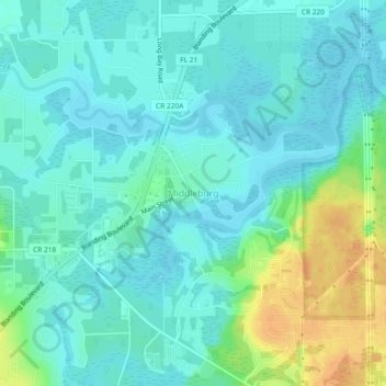 Middleburg topographic map, elevation, terrain