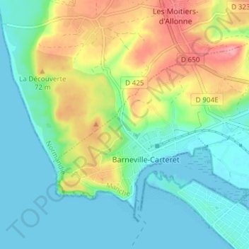 Les Moulins topographic map, elevation, terrain