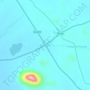 Arvapally topographic map, elevation, terrain