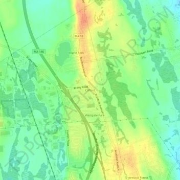 Clifford topographic map, elevation, terrain