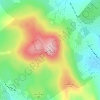 Slieve Croob topographic map, elevation, terrain